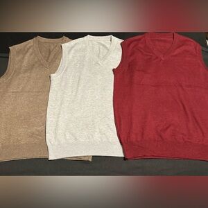 Men's V-Neck Sweater Vest Collection - Red, Gray, and Brown
